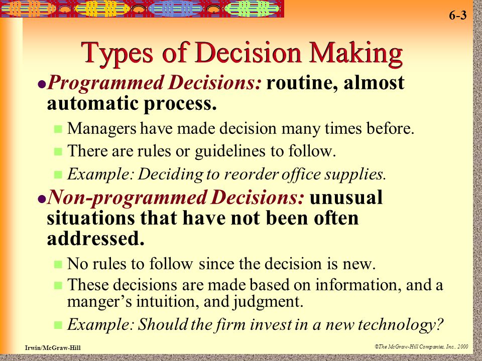 Non routine decision making